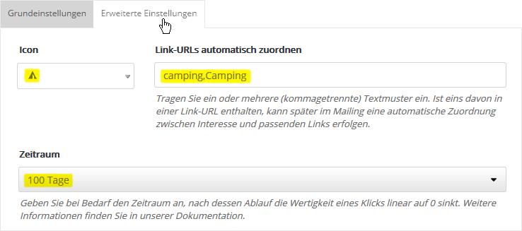 Interessen erstellen Interessen erstellen